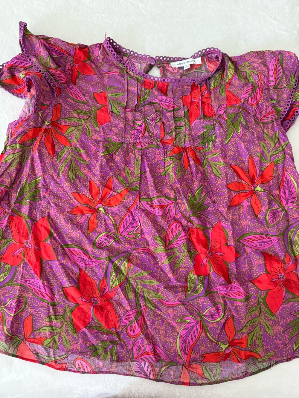 Rose & Olive Pink and Purple Blouse Size XL D82